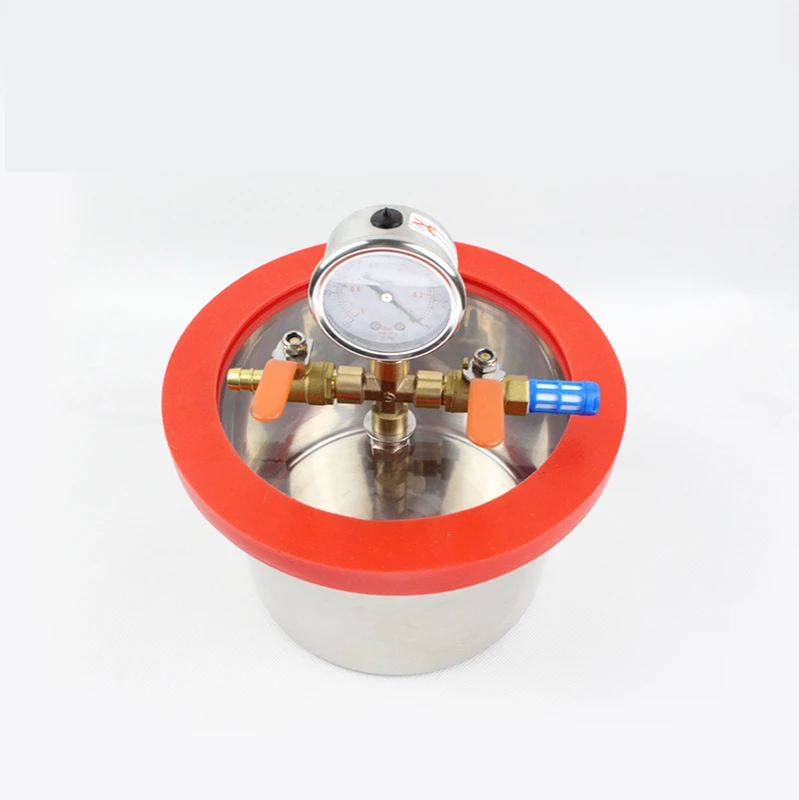 3L Stainless Steel Vacuum Degassing Chamber 20CM Diameter Epoxy Resin Vacuum Defoaming Barrel With 12MM Thickness Acrylic Lid