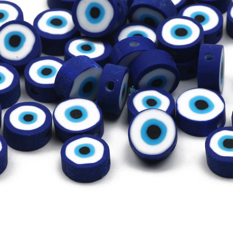 Blue evil Eye Beads Polymer Clay Beads Round Loose Spacer Beads for Jewelry Making DIY Bracelet Handmade Crafts 20/50/100pcs