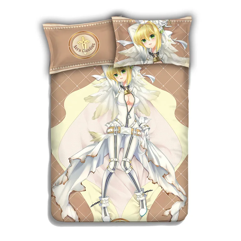 Anime Fate/stay Night/EXTRA/Zero Nero Saber Bedding Sets Twin/Queen/King 4pcs Bed Set with Pillowcase + Sheet+Duvet Cover