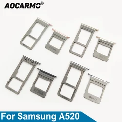 Aocarmo For Samsung Galaxy A5 (2017) A520 A7 A720 Dual & Single Sim Card MicroSD Holder Nano Sim Card Tray Slot Replacement Part