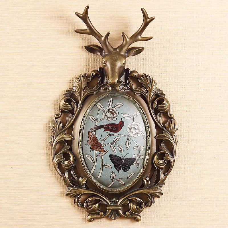 

American Lucky Pendant Deer Head Resin Wall Hanging and Wall Decoration European Retro Bar Creative Living Room Wall Home