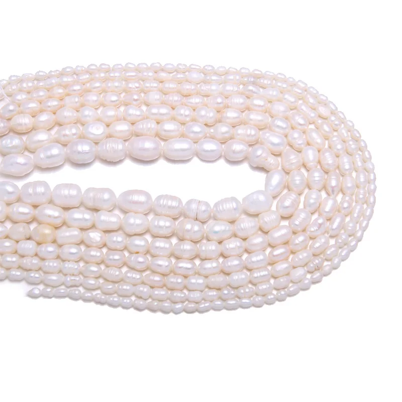 Perles d'eau douce naturelles de haute qualité 34cm, poinçon en forme de riz, perles amples pour bricolage, collier élégant, Bracelet, fabrication de bijoux