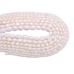 Natural Freshwater Pearl Beads High Quality 36cm Rice Shape Punch Loose Beads for DIY Elegant Necklace Bracelet Jewelry Making