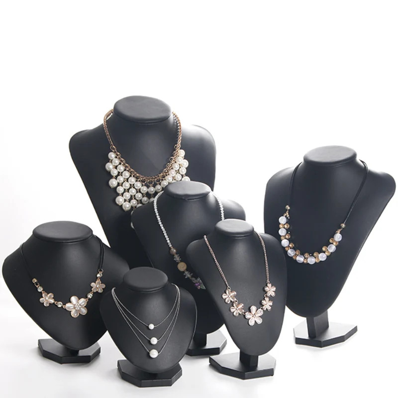 Classic 6Options PU Black Jewelry Display Model Bust Show Exhibitor For Woman Necklaces Pendants Mannequin Jewelry Organizer