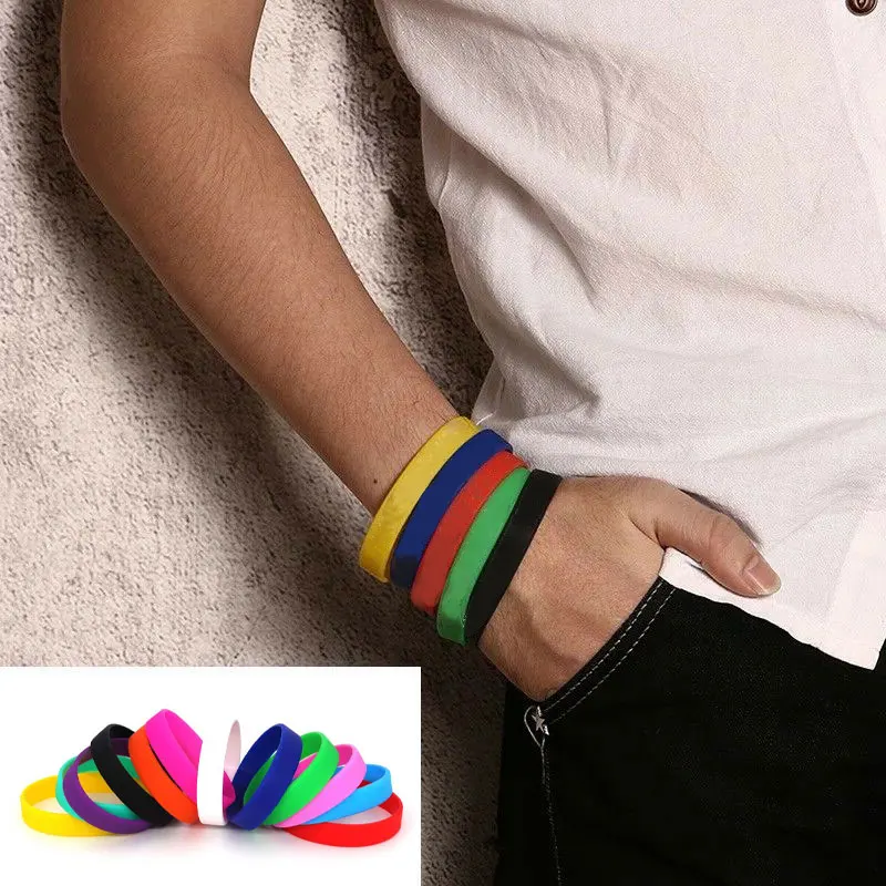 Casual Sports Fitness Silicone Rubber Elasticity Wristband Cuff Bracelet Basketball Sports Wrist Band Силиконовый браслет