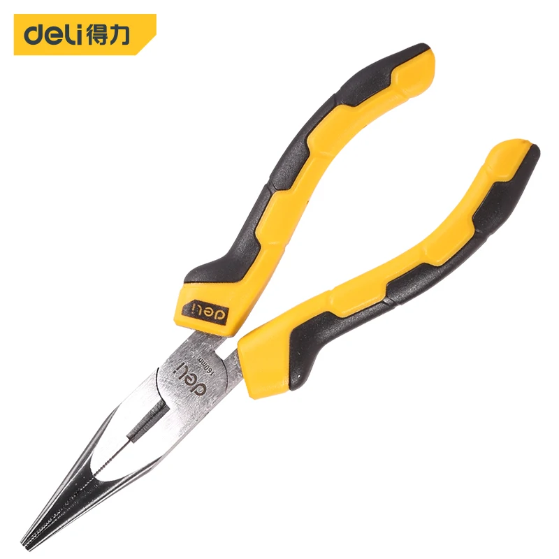 

deli Long Nose Pliers Needle Pliers Electrical Wire Stripper Cable Crimping Tool Insulated Non-slip Professional Hand Tools