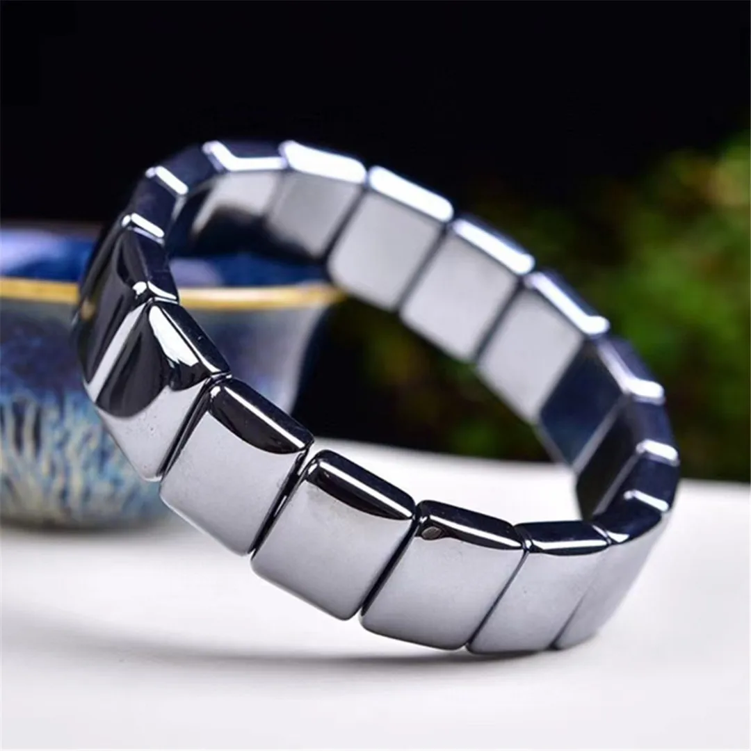 Top Natural Terahertz Stone Bangle Bracelet For Women Men Healing Luck Love Gift Gemstone Strands 20x15mm Beads Jewelry AAAAA