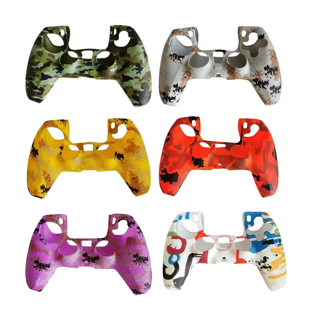 Silicone Protective Silicone Case for PS5 Controller Protector Water Transfer Printing Camouflage Cover Grips Caps