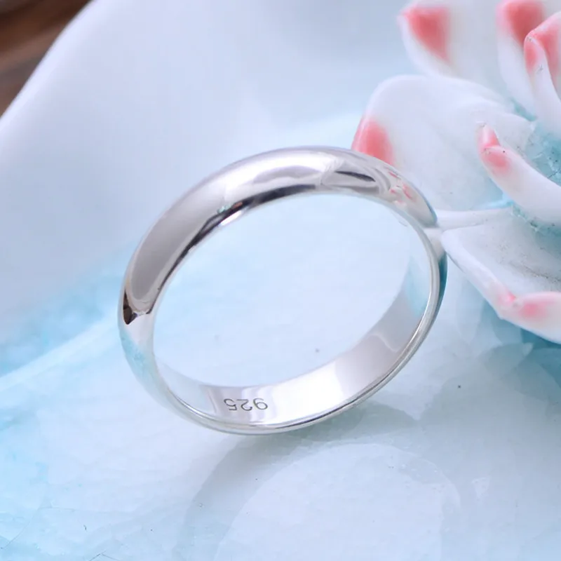Buyee 925 Sterling Silver Couples Ring Finger Classic Simple Ring Finger for Women Men Engraved Name & Date Fine Jewelry Circle