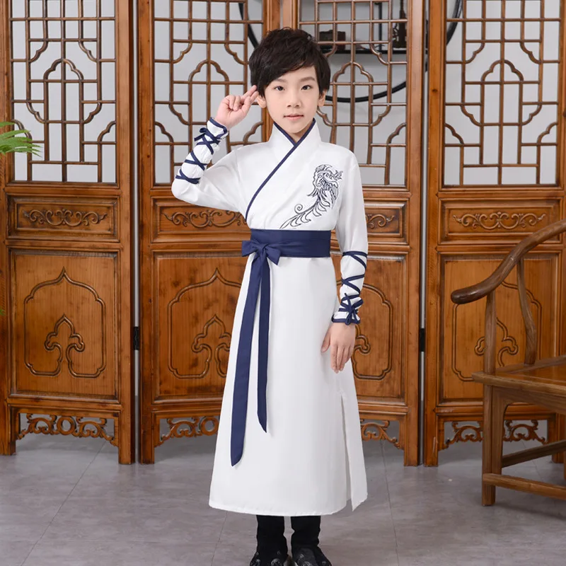 Ragazze ragazzi cinese Hanfu costumi bambino tradizionale antica fata Han Tang dinastia abito danza di comunione abbigliamento per bambini C55320CH