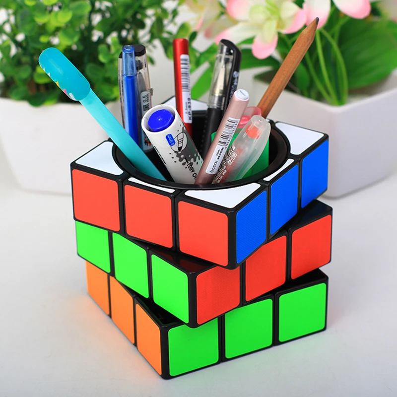 9.5cm caneta titular caso mealheiro 3x3x3 cubo mágico torção quebra-cabeça decoração do escritório presentes brinquedos para crianças adultos 9.5cm