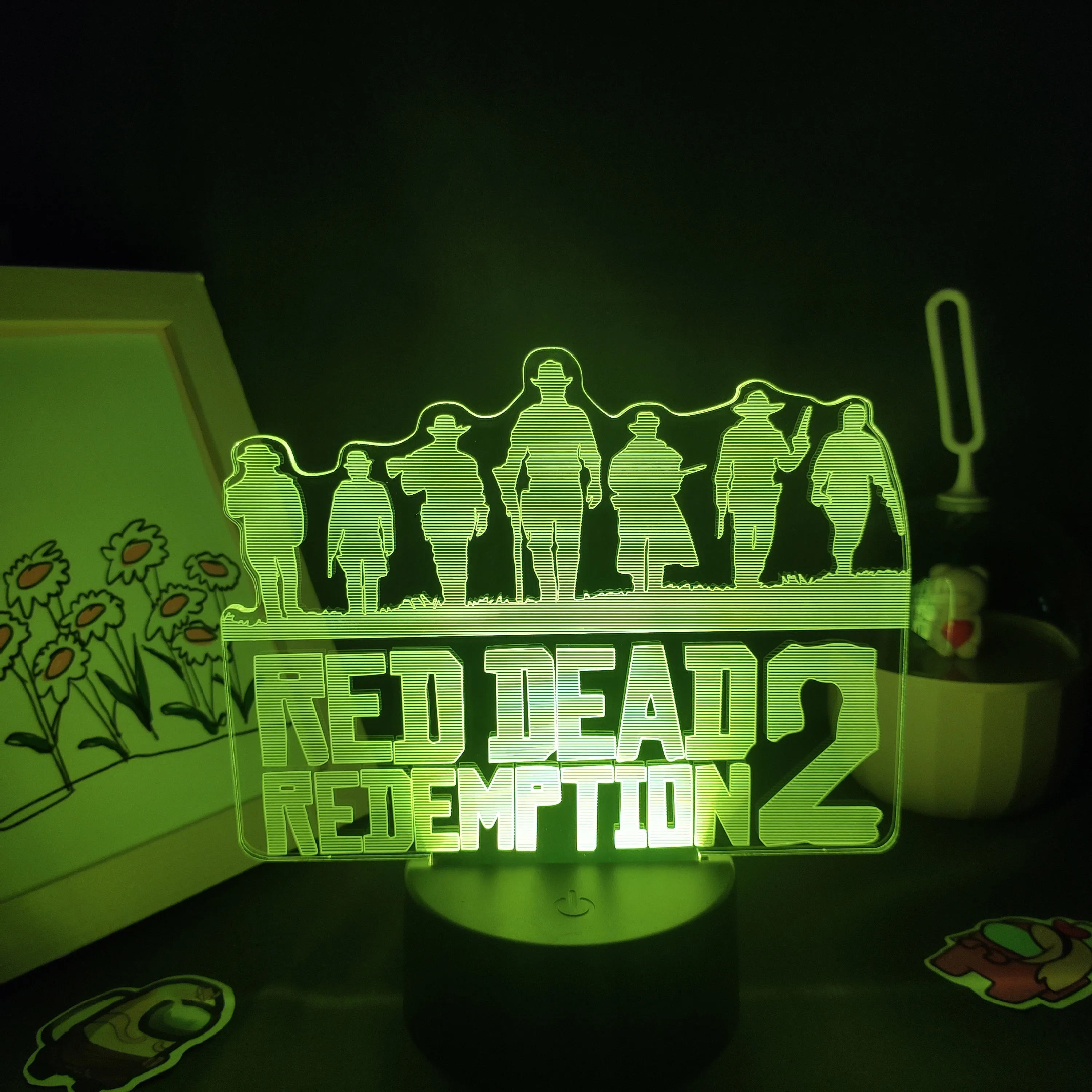 Red Dead Redemptions 2 LOGO Game Figure Arthur Morgan 3D Lamps Led RGB Night Lights Cool Gift Bed Room Table Colorful Decoration