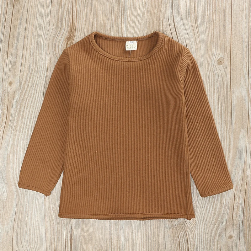 2-teiliges Set aus geripptem Strick für Jungen und Mädchen, Kinder-Pyjamas, Pullover+Hose, Baumwollkleidung, lange Schlafkleidung, Trainingsanzug – Detail 5