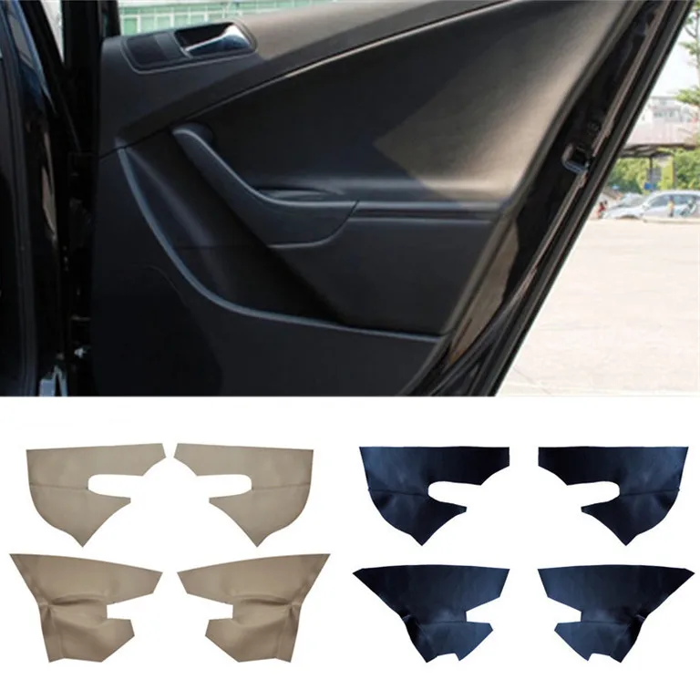 4pcs/set For Passat B6 07-11 black beige gray Car Interior Microfiber Leather Door Handle Armrest Panel Cover