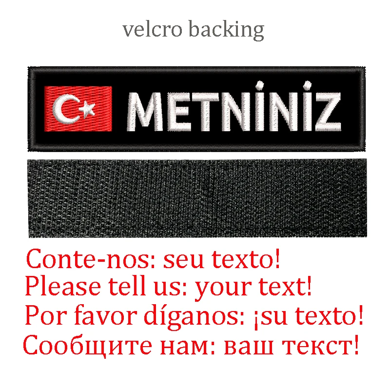 Personalized Turkish Flag Name Patches For Clothing Uniform Hat Tactical Backpacks Pet Collar Harness  Iron On Or Hook Backing