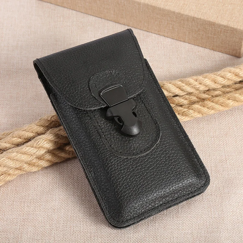 New Multi-Function Men's Pockets Casual Single Double Layer Optional Business Pockets Leather Durable Phone Bag Wholesale