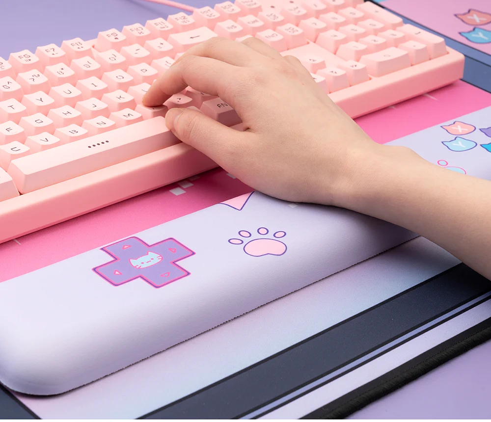 ขนาดใหญ่พิเศษ Kawaii Gaming Mouse Pad แมวน่ารักหู XXL แผ่นที่มีสายรัดข้อมือกันน้ำ Nonslip โต๊ะแล็ปท็อปอุปกรณ์เสริม