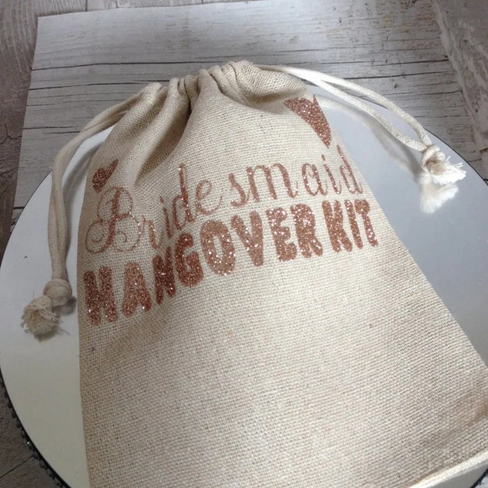 custom Bridesmaid Decorations Hangovers Kits Bag 10pcs Cotton Survival Recovery Kit Bachelorette Wedding Girls Weekend gift bag