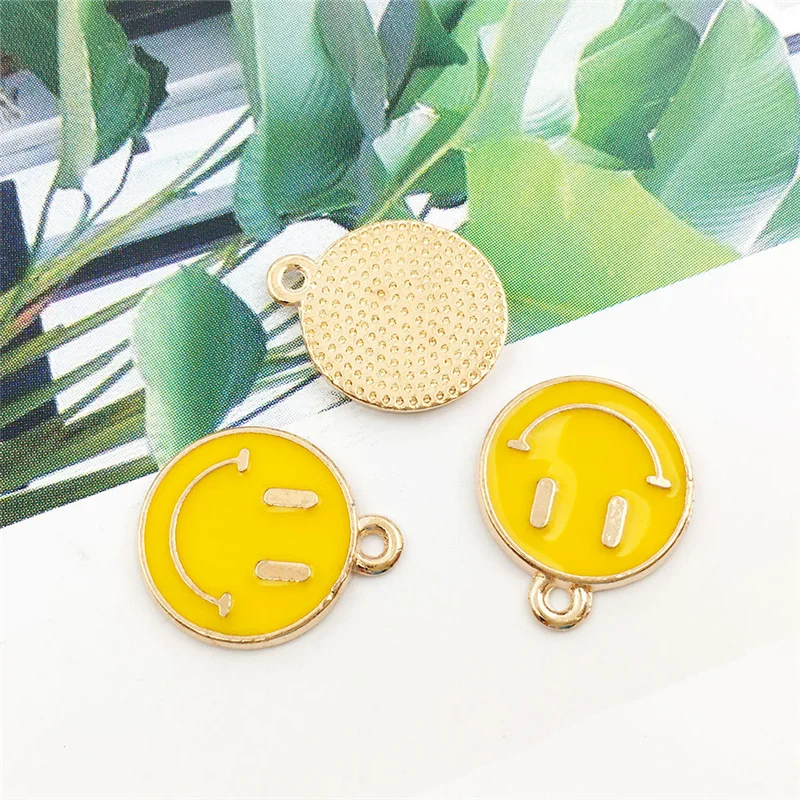 10Pcs Trendy Lovely Colorful Smile Face Pendant  Charm For Making Necklace Earrings Keychains Handmade Jewelry Accessories