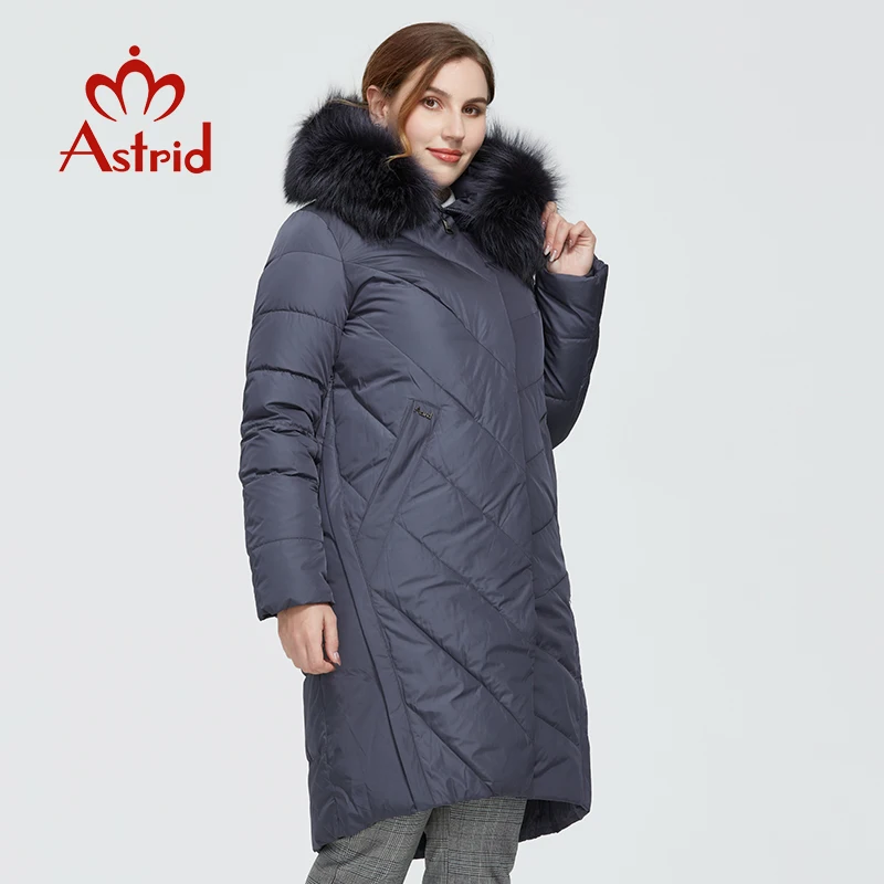 Astrid 2022 New Winter Women's coat women long warm parka Jacket with fox fur hooded large sizes Bio-Down female clothing 9172