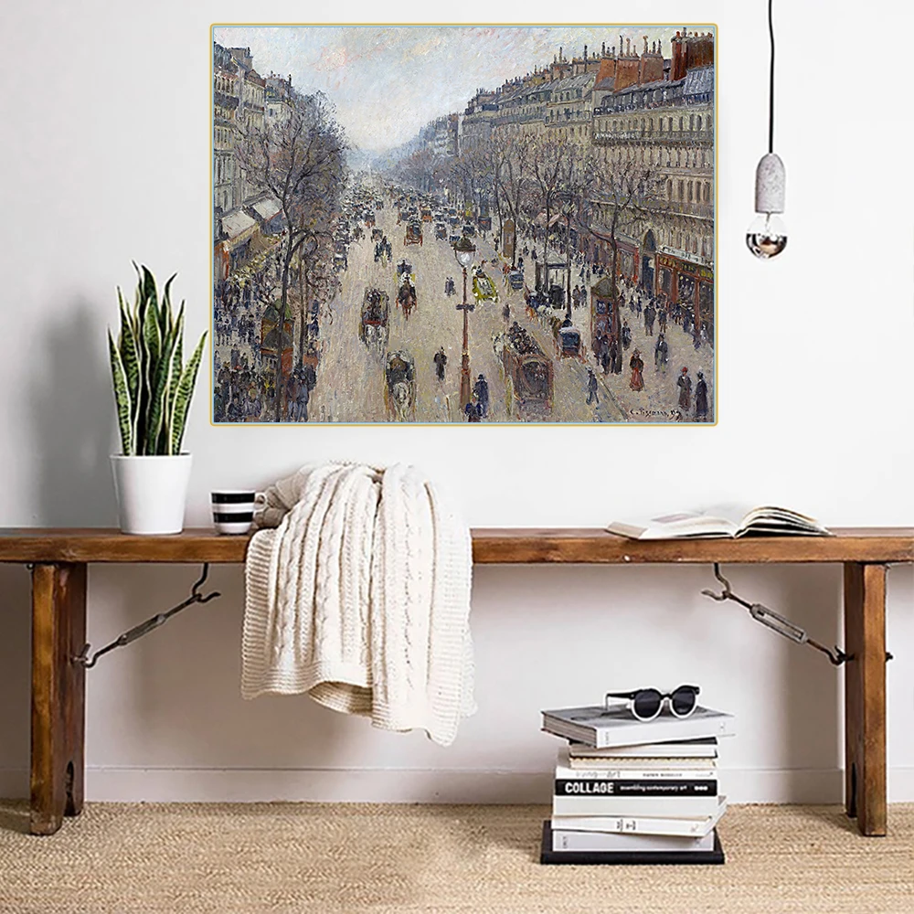 

Citon Camille Pissarro《Boulevard Montmartre Winter Morning》Canvas Oil Painting Artwork Picture Modern Wall Decor Home Decoration