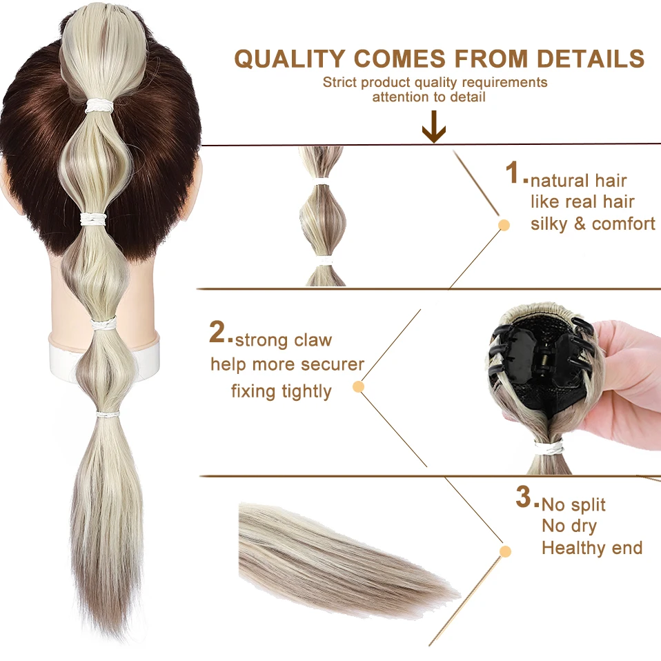 HAIRRO 45cm Black Lantern Bubble Long Ponytail For Women Claw Clip On Ponytail Hair Extension Fashionable Synthetic Ponytails