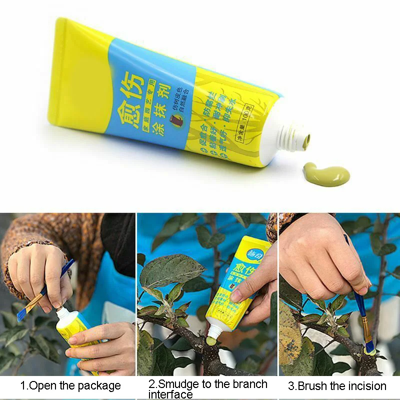 100g Tree Wound Bonsai Cut Paste Smear Agent Pruning Compound Sealer with Brush Waterproof Sealant Glue Adhesion Promoter 접착제