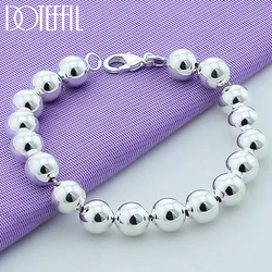 8mm/10mm Hollow Circle Ball Beads Silver Color Beaded 20cm Bracelet Woman Charm Fashion Jewelry