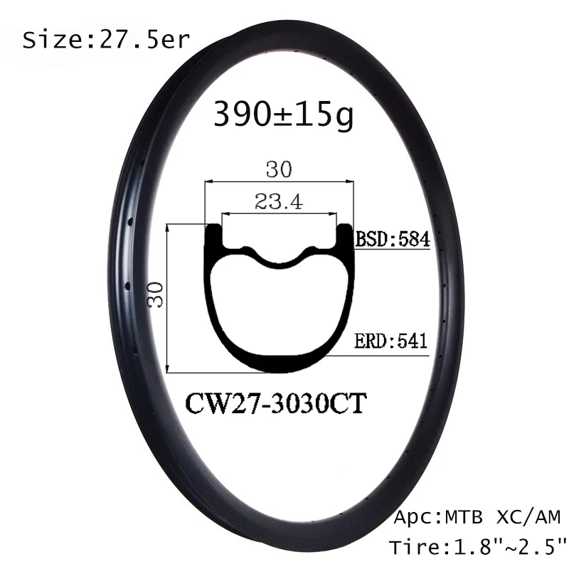 Tech Import From European EN MTB XC Ride Carbon Rim 27.5 Inch 30X30mm Disc Brake Mountain Clincher Tubeless Cycle Wheel Shopping