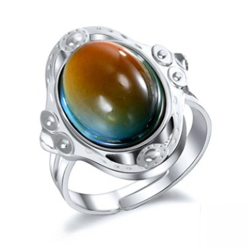 Change Mood Ring Oval Emotion Feeling Changeable Adjustable Ring Temperature Control Color Rings For Women Men Gift