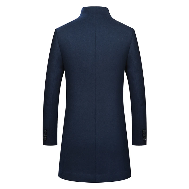 

2020 Winter Men's Warm Wool Coat Business Fashion Slim Fit Long Jacket Male Brand Overcoat Black Navy