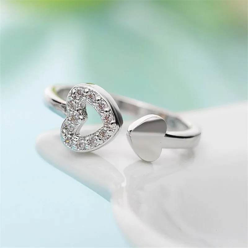 Heart opening adjustable ring tail ring new gift for girlfriend Zircon Small Earrings For Women Jewelry Gifts