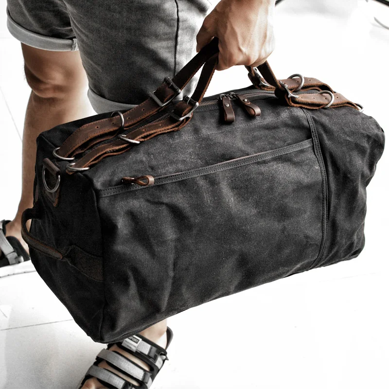 Gym Bag Men Duffel  Retro  Waxed Canvas Travel Bags Hand Luggage Bag Designer Weekend Bag Waterproof