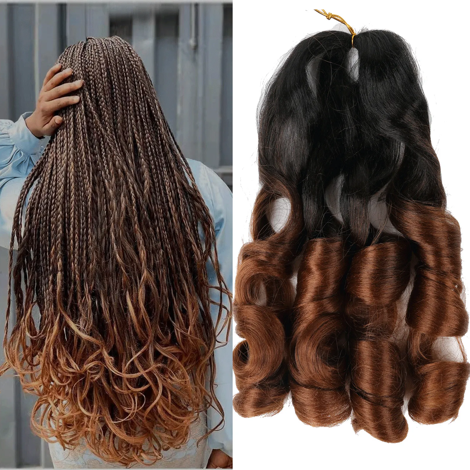 22 inch Loose Wavy Braiding Hair 6 Pack French Curles 75g/pack Synthetic Hair Extensions Pre Stretched Bouncy Braiding