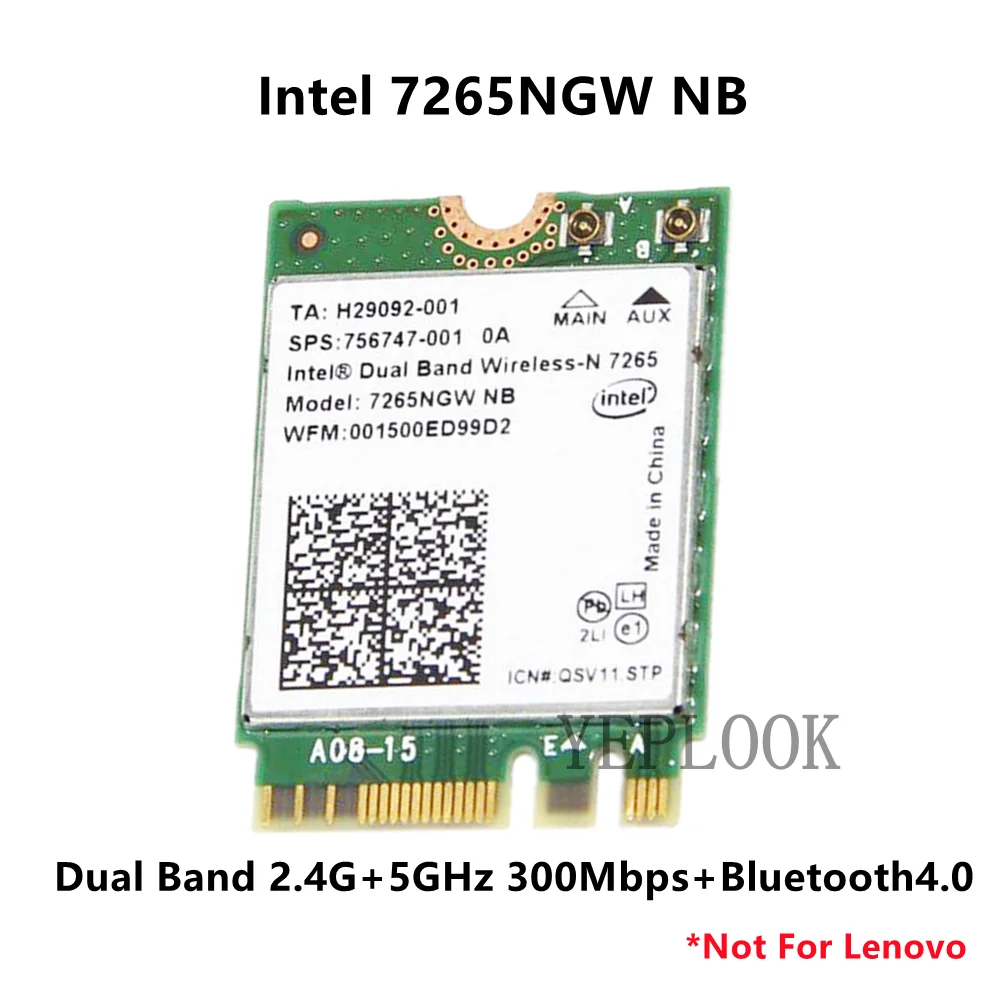 بطاقة واي فاي لاسلكية مزدوجة النطاق ، بلوتوث ، 802.11N ، NGFF ، M.2 ، 7265NGW ، NB ، G ، 5Ghz ، Mbps ، SPS-001