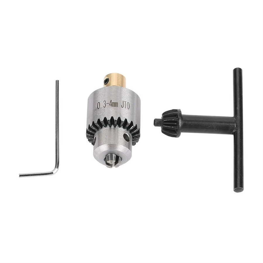 Micro Drill Chuck Wrench Clamping Range 0.3-4mm Taper Mounted with key Heavy Duty Power Drill Bits Tool for Lathe Electric Drill