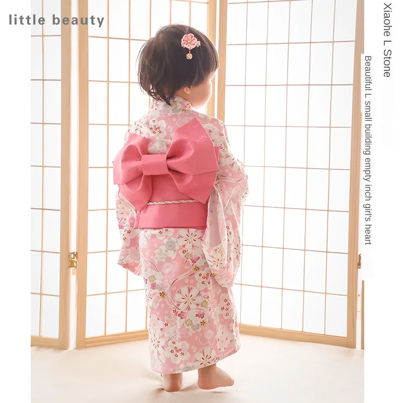 Children Kimono Traditional Japanese Style Printed Yukata Dress for Girl Kids Cotton Cosplay Haori Costume Asian Clothes ZH109