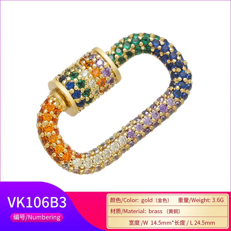 Pavé-Zirkonia 18K vergoldeter Karabinerverschluss DIY Schmuckzubehör für handgefertigte Halsketten- und Armbandkomponenten Schraubverschluss: VK106 – Detail 25