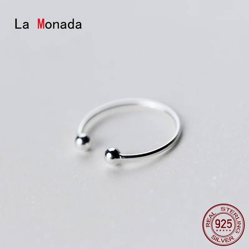 La Monada 46-50mm Fashion Rings Female Women Real 925 Silver Ring For Girls Minimalist Ball Half Adjustable Ring On Finger