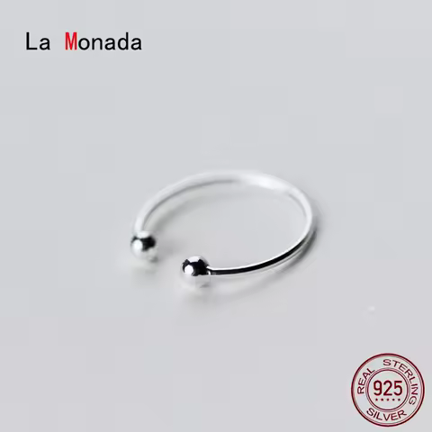 La Monada 46-50mm Fashion Rings Female Women Real 925 Silver Ring For Girls Minimalist Ball Half Adjustable Ring On Finger