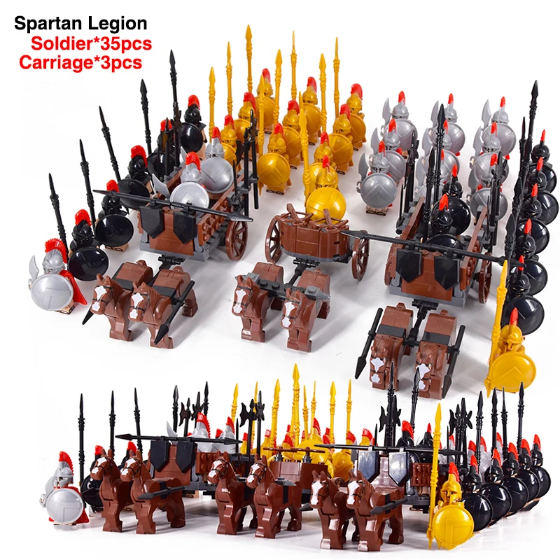 Middle Age Roman Dynasty Commander War Horse Spartan Medieval Knights Group Castle Animals figures building blocks bricks Toys