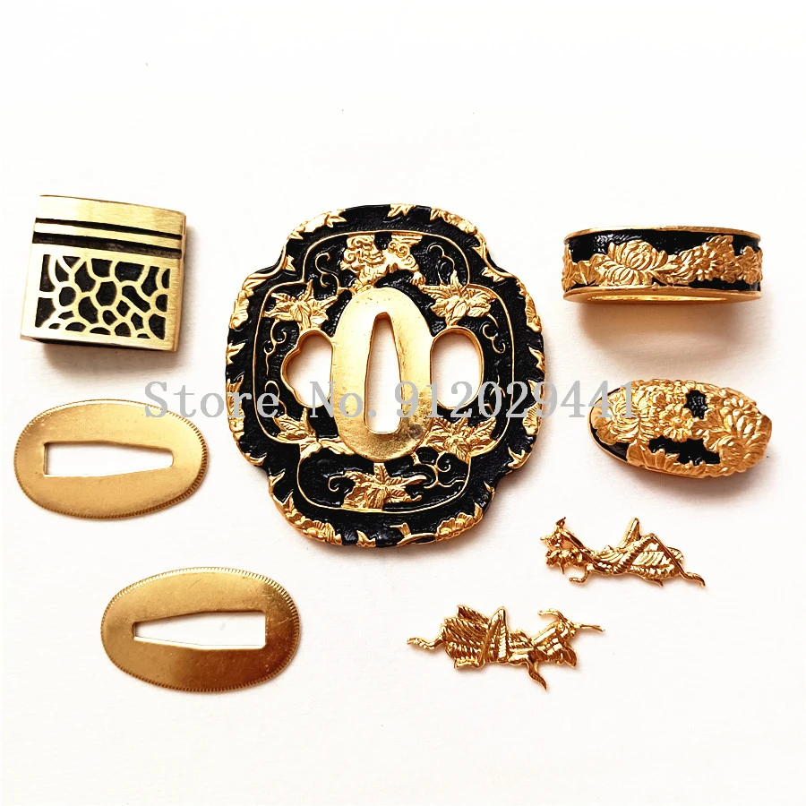 Handguard A Set Brass Accessory For Japanese Katana Sword/Wakizashi Plant flower Theme Fittings