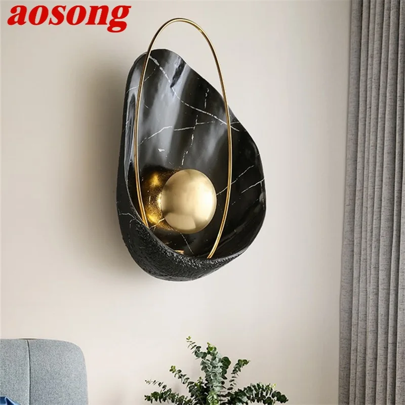 AOSONG Nordic Creative Wall Light Sconces Modern LED Lamp Pearl Shade Fixtures for Home Living Room