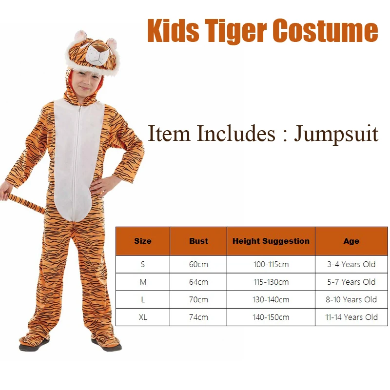 Snailify Kids Tiger Costume Costume di Halloween Boy Animal Cosplay Tiger tuta Girls