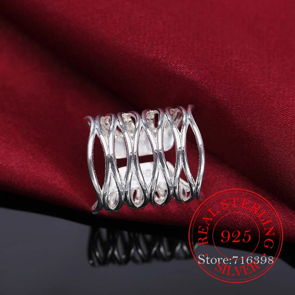 2020 New Retro Antique Open Weave Finger Ring Real 925 Sterling Silver Thumb Rings for Women Ladies Fashion Bohemian Jewelry