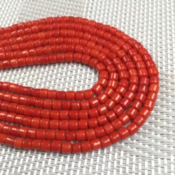 Natural Coral Beads Exquisite Red Cylindrical Shape Loose Coral Beads for Making DIY Jewelry Necklace Bracelet Accessories 3x3mm