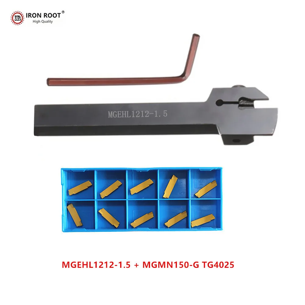 IRON ROOT 1P MGEHR1212-1.5 / MGEHL1212-1.5 Grooving Tool Holder +10P MGMN150  CNC Carbide Insert  Metal Lathe Cutting Turning