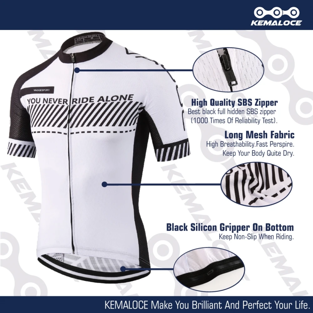 KEMALOCE Cycling Jersey 2022 Road Men Quick Dry Bicycle China Summer Anti-Uv MTB Dry Racing White Fit Blank XS-5XL Bike T Shirt