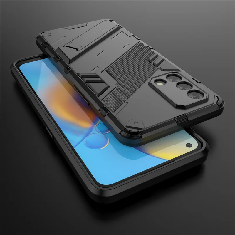 For Oppo A74 Case Cover Shockproof Kickstand Holder Bumper For Oppo A74 Silicone TPU Armor Back Phone Cover For Oppo A74 Case