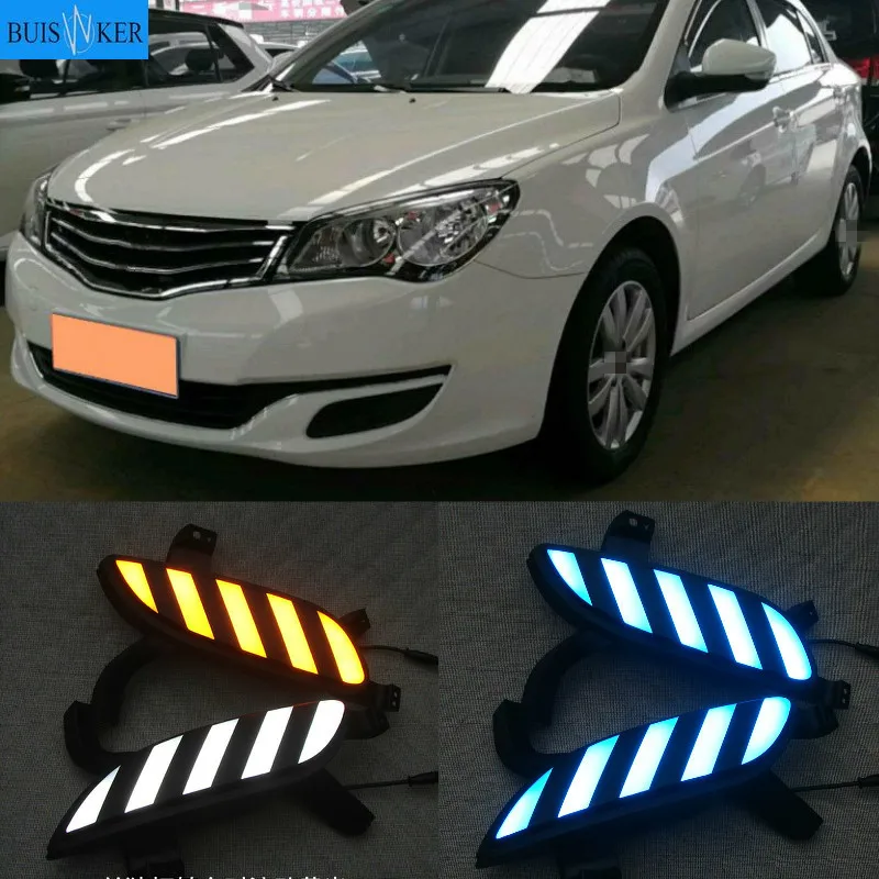 

For Roewe 350 2011-2016 LED Daytime Running Lights DRL Fog Lamp with Yellow Turn Signal Lamp